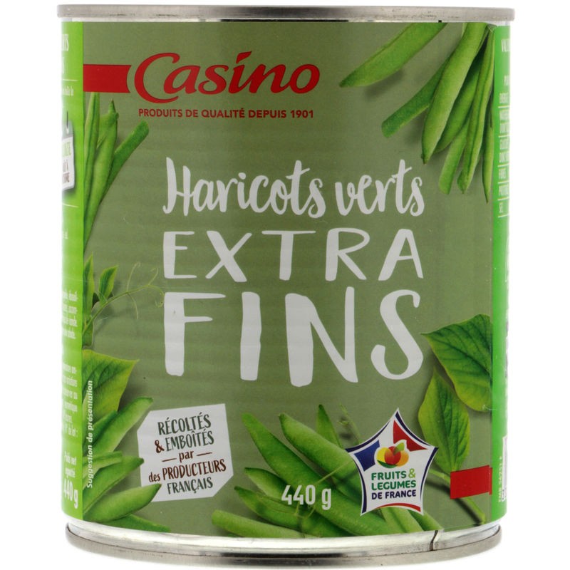 CASINO Haricots verts extra-fins 440g CASINO Haricots verts extra-fins 440g